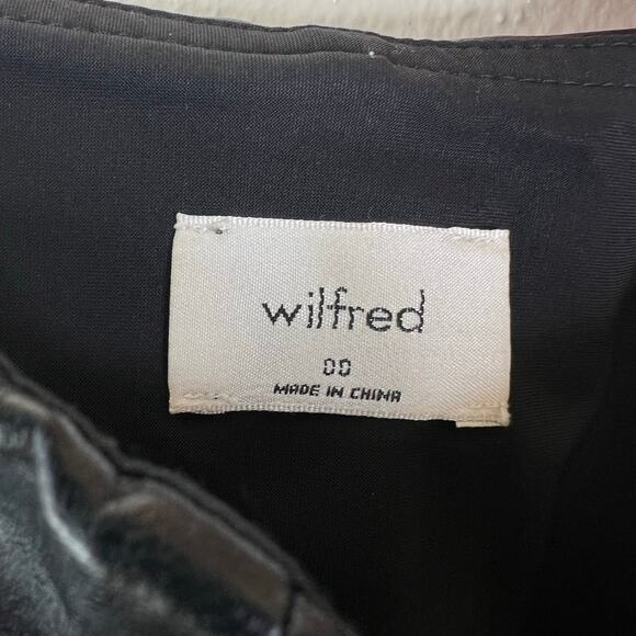 Aritzia Wilfred Porto Faux Leather Kick Flare Pants High Rise Black 00 Flat - Picture 4 of 9